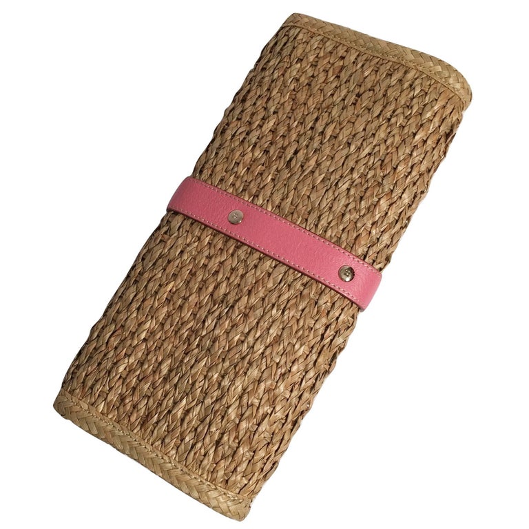 New Kate Spade Rare Collectible Spring 2005 Wicker Straw Rattan Clutch Bag For Sale at 1stdibs