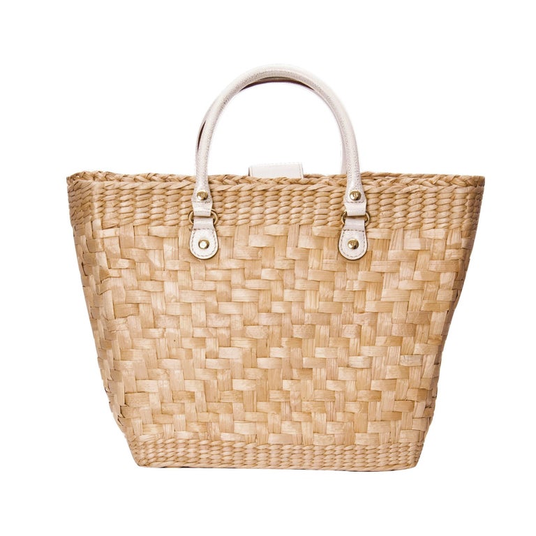 New Kate Spade Spring 2005 Large Wicker Straw Tote Bag For Sale at 1stdibs