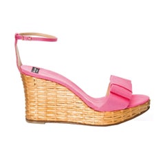 New Kate Spade Spring 2005 Collection Wicker Cabo Wedge Heels in Pink Sz 11