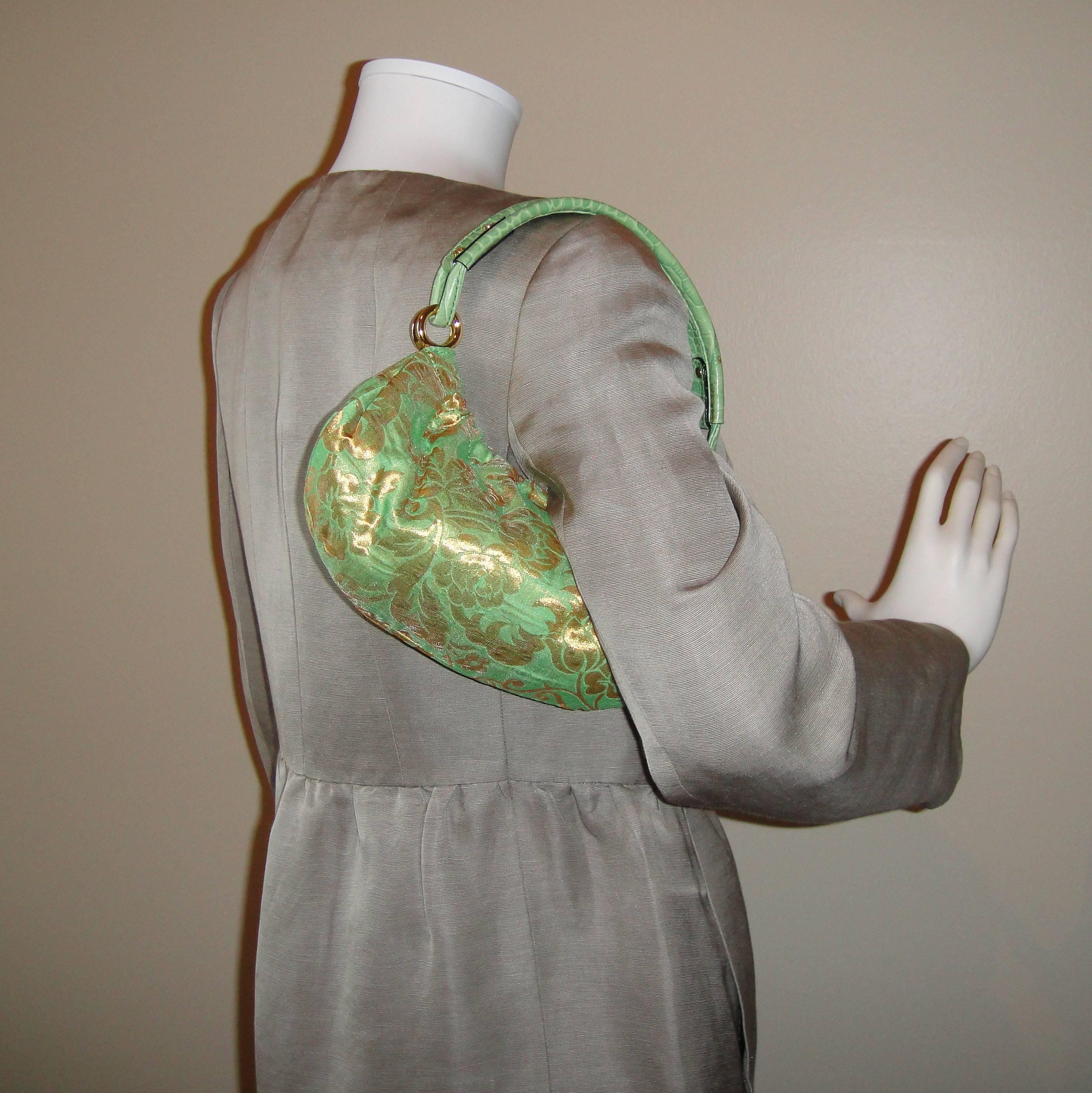 New Kate Spade Spring 2005 Green Brocade Evening Bag 6