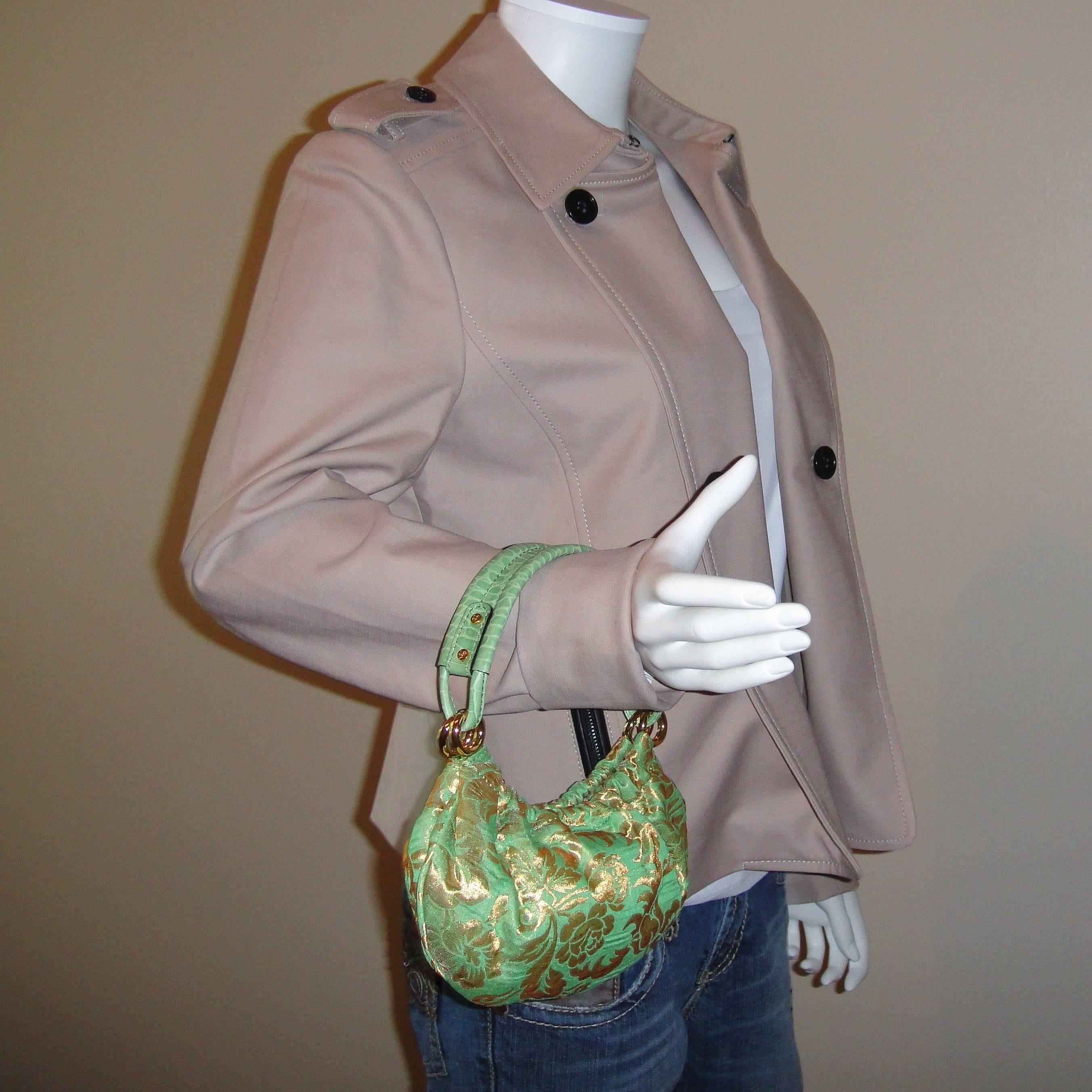 New Kate Spade Spring 2005 Green Brocade Evening Bag  8