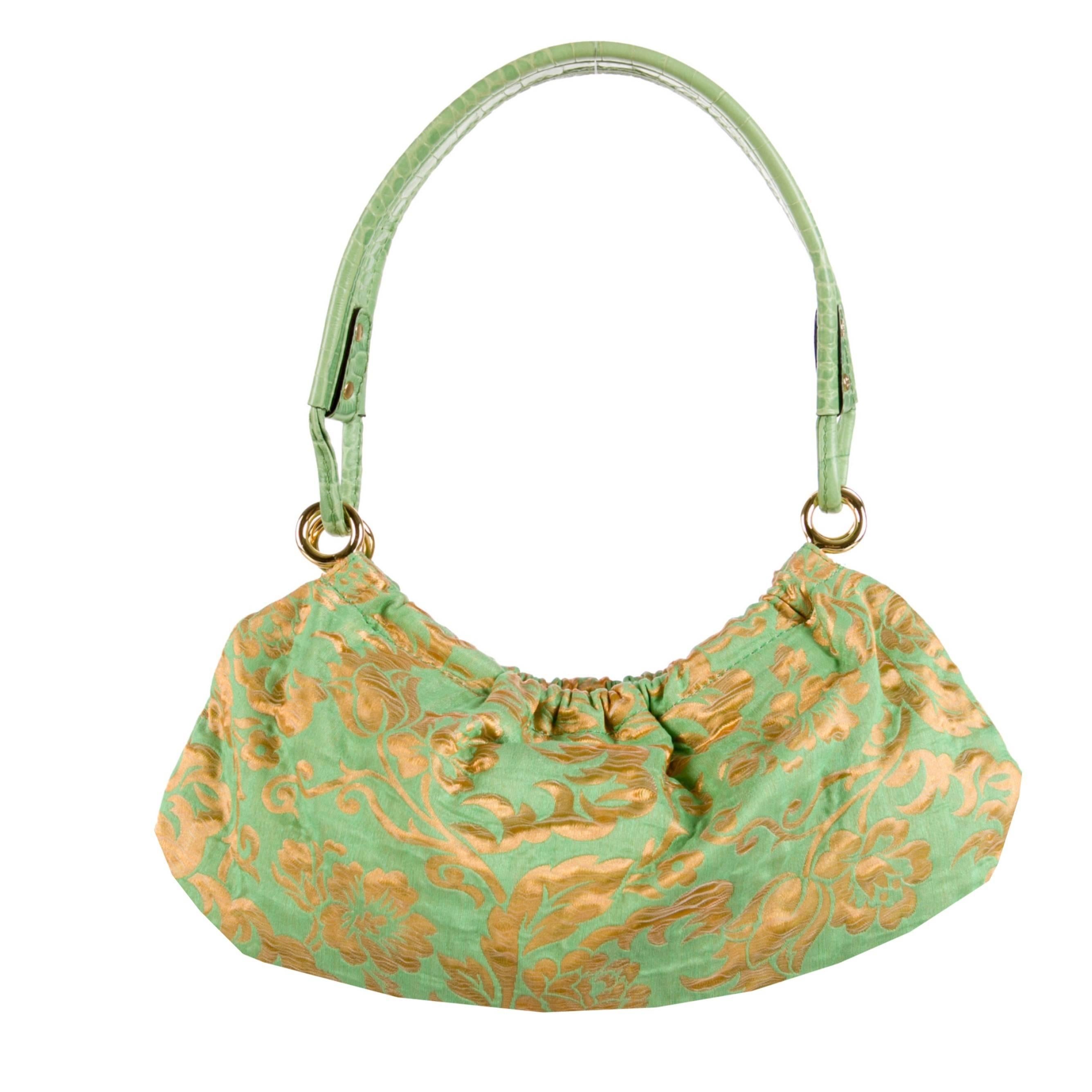 New Kate Spade Spring 2005 Green Brocade Evening Bag  7