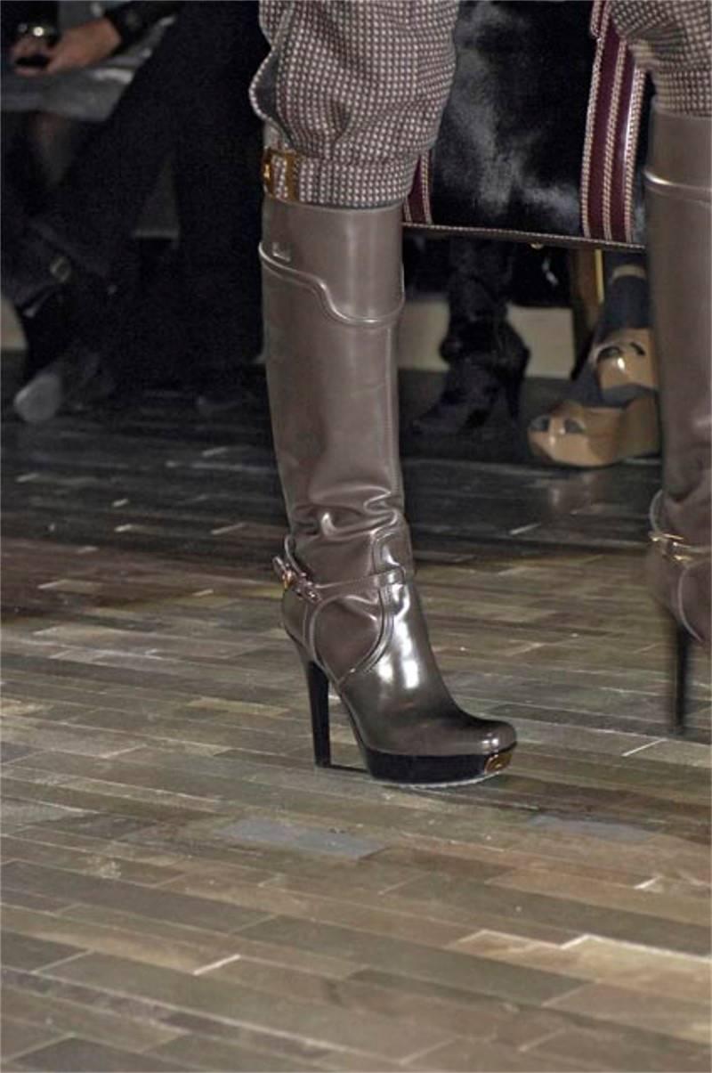Gucci Dark Gray Leather Platform Boots Sz 6 7