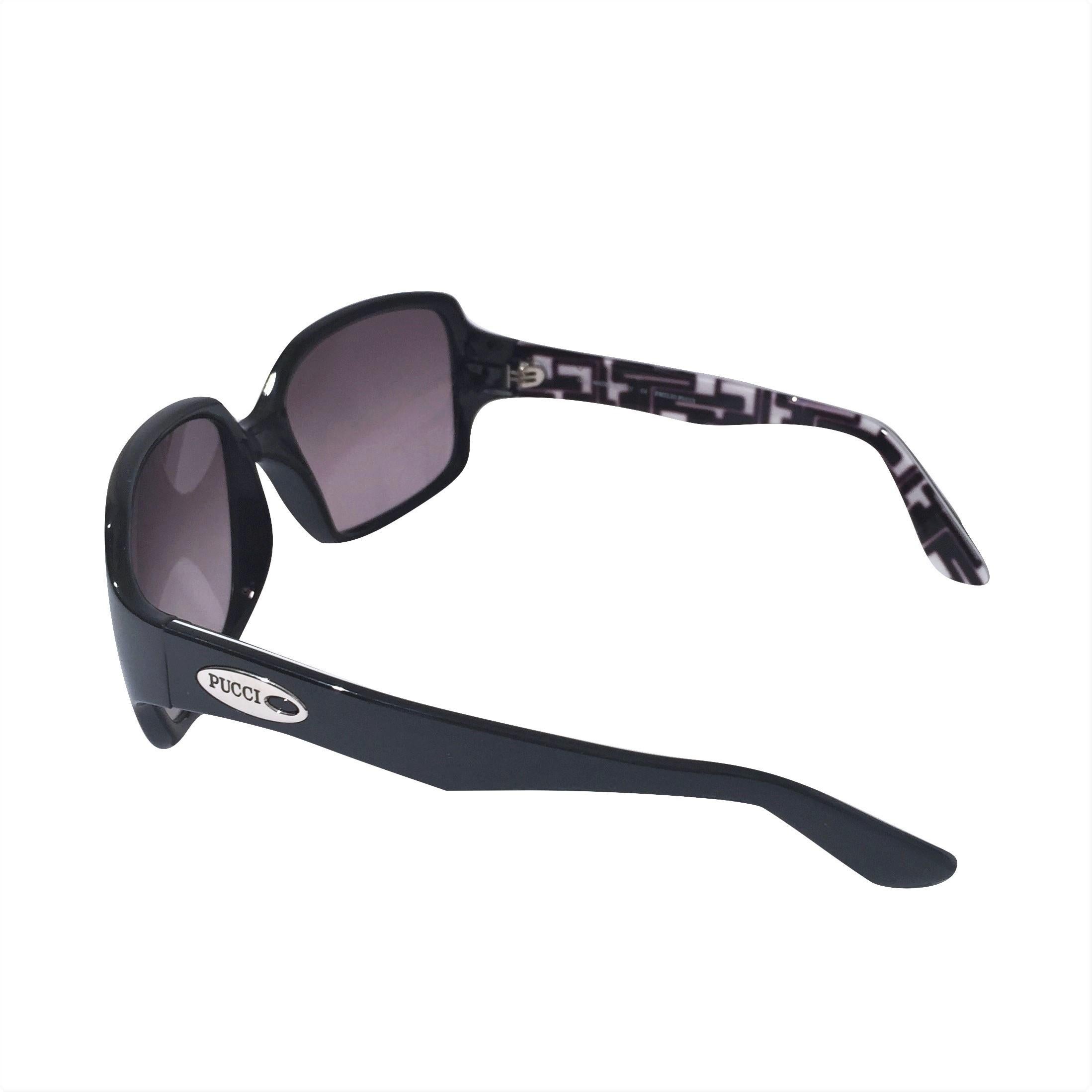 Emilio Pucci Sunglasses
Brand New
* Stunning Classic Pucci Sunglasses
* Classic Black Frames
* Pucci Print Interior:
* Black, White & Pale Pink
* Silver Pucci Logo on Both Sides
* Handmade ZYL in Italy
* 100% UV Protection
* Comes with Case,