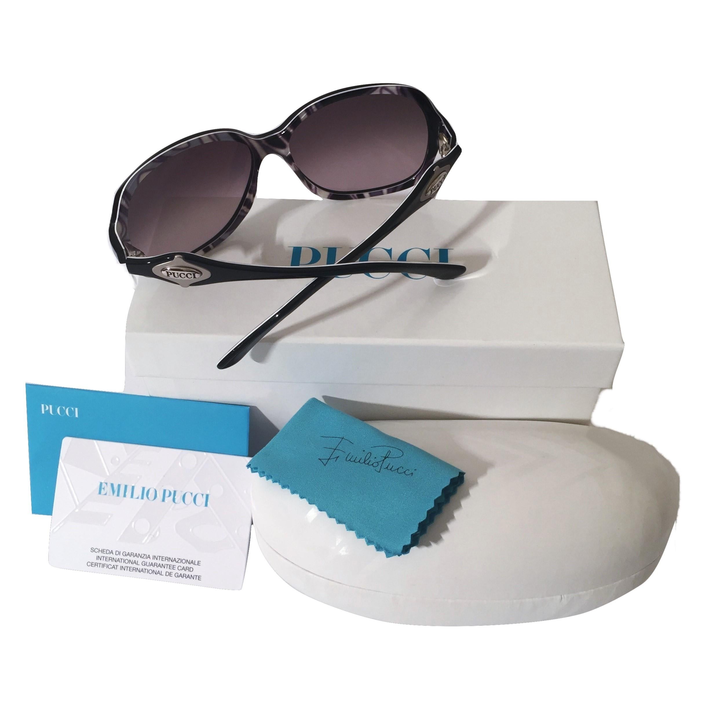 Nuevas Gafas de Sol Emilio Pucci Logotipo Negro Con Estuche y Caja en venta 6