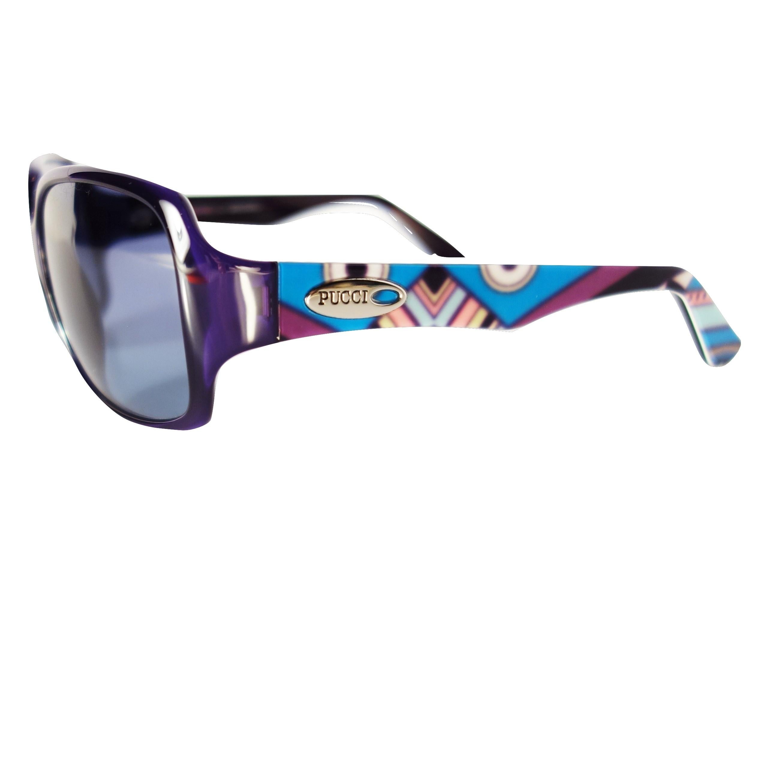 New Emilio Pucci Purple Logo Sunglasses With Case