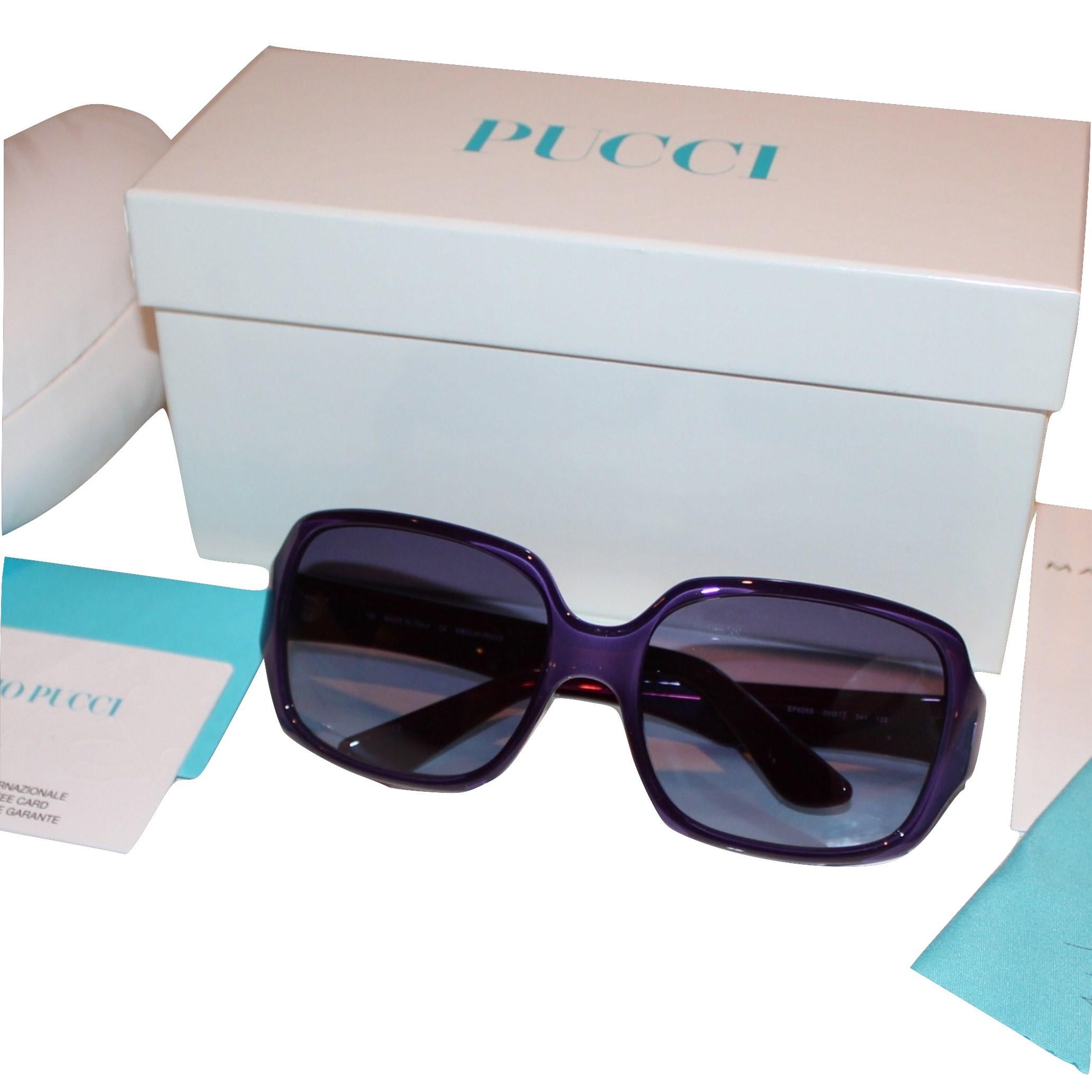 New Emilio Pucci Purple Logo Sunglasses With Case 7