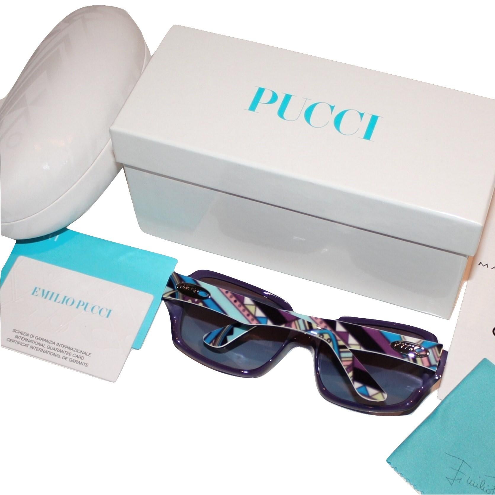 New Emilio Pucci Purple Logo Sunglasses With Case 1