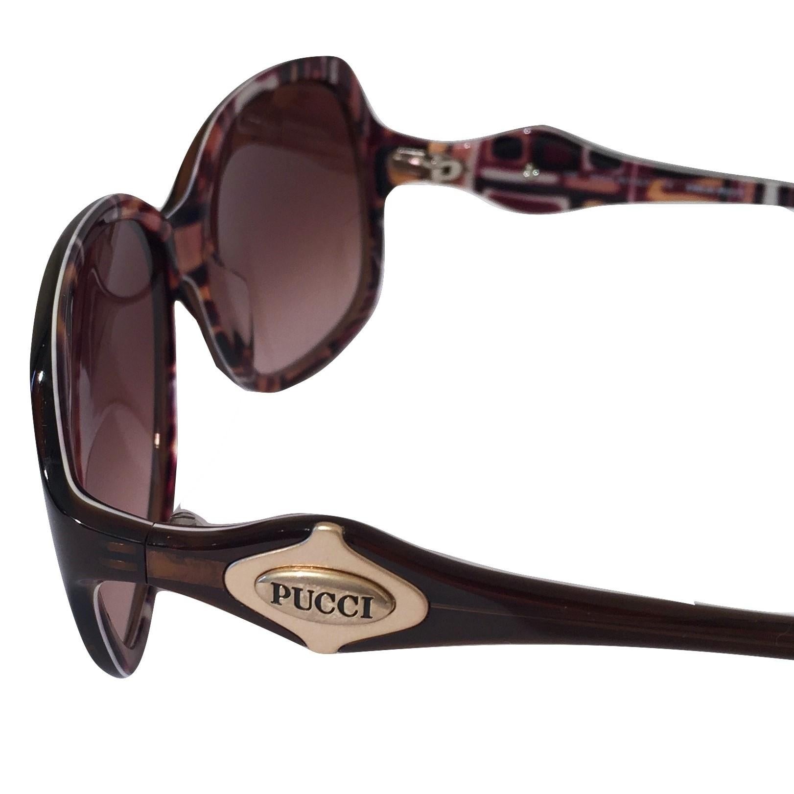 New Emilio Pucci Brown Logo Sunglasses With Case & Box 2