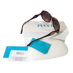 New Emilio Pucci Brown Logo Sunglasses With Case & Box