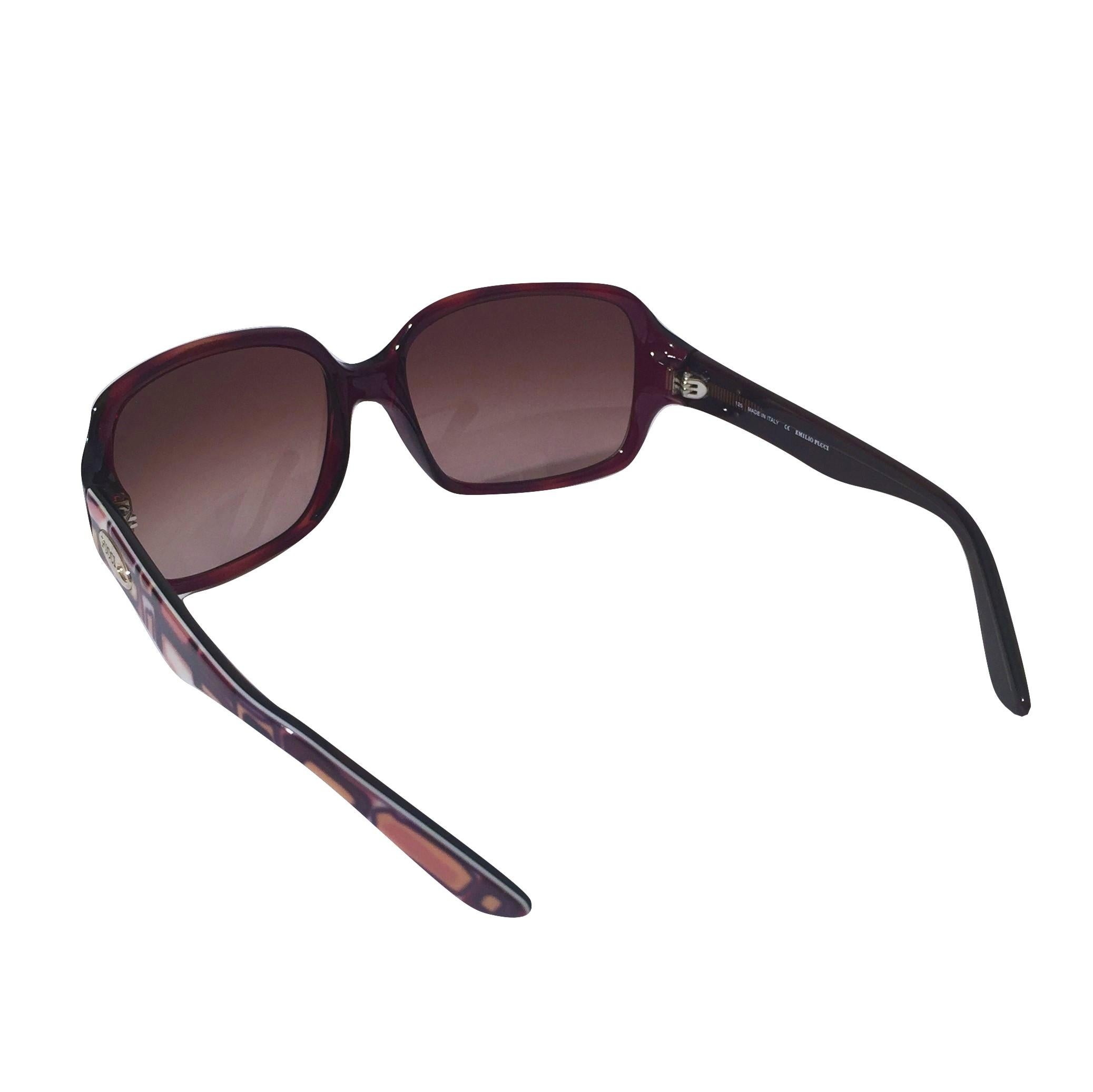 New Emilio Pucci Brown Logo Sunglasses With Case & Box 4