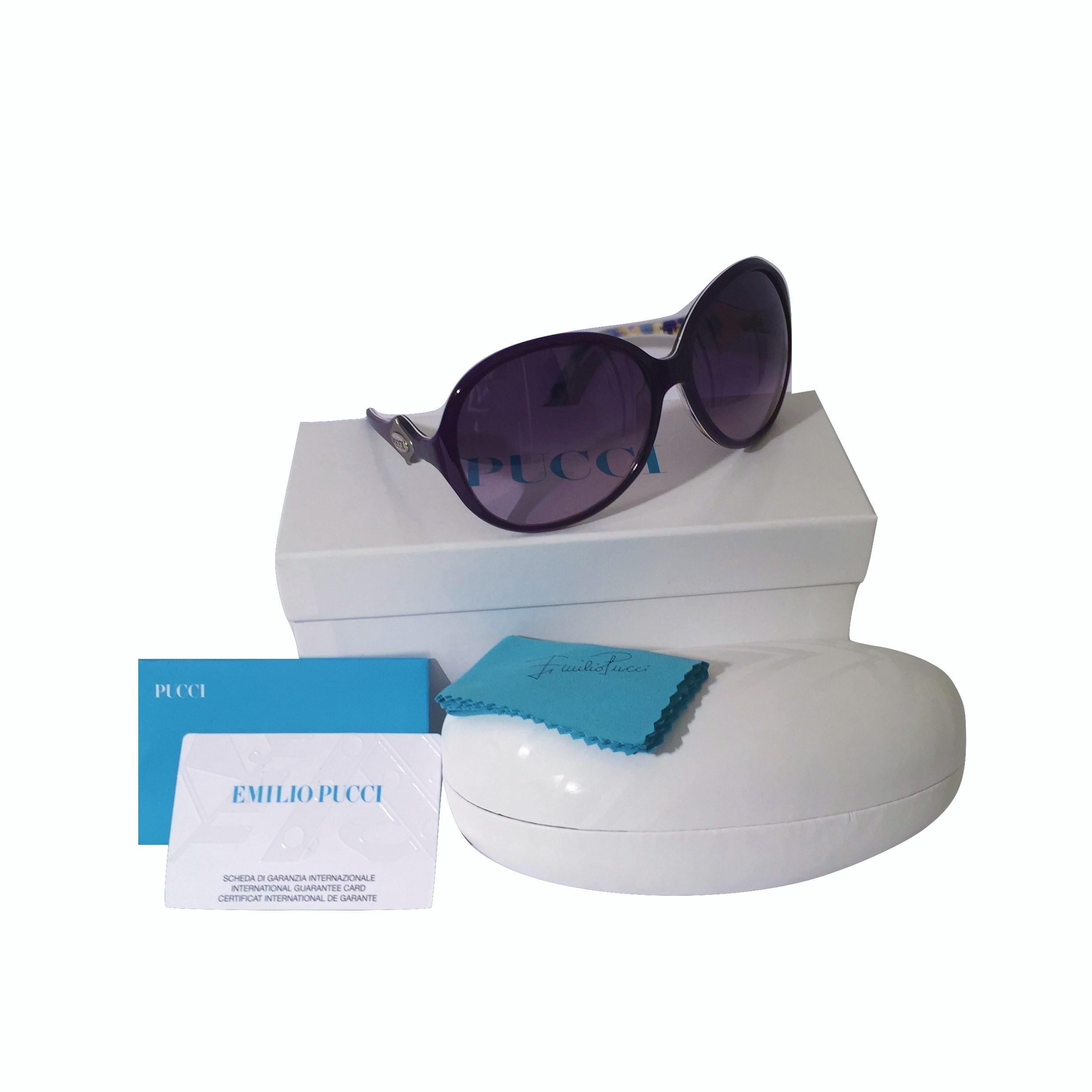 New Emilio Pucci Purple Logo Sunglasses  With Case & Box In New Condition In Leesburg, VA