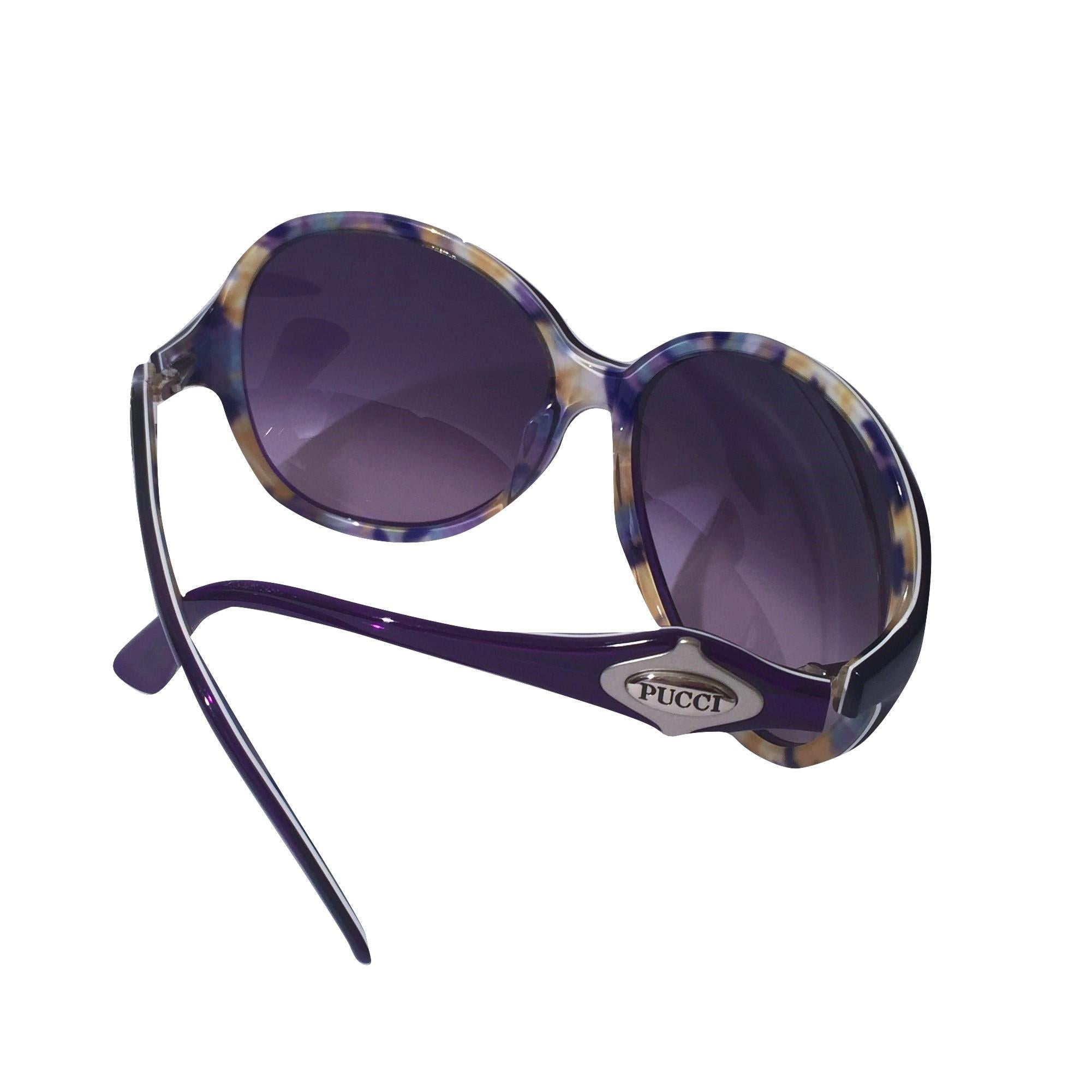 Women's New Emilio Pucci Purple Logo Sunglasses  With Case & Box