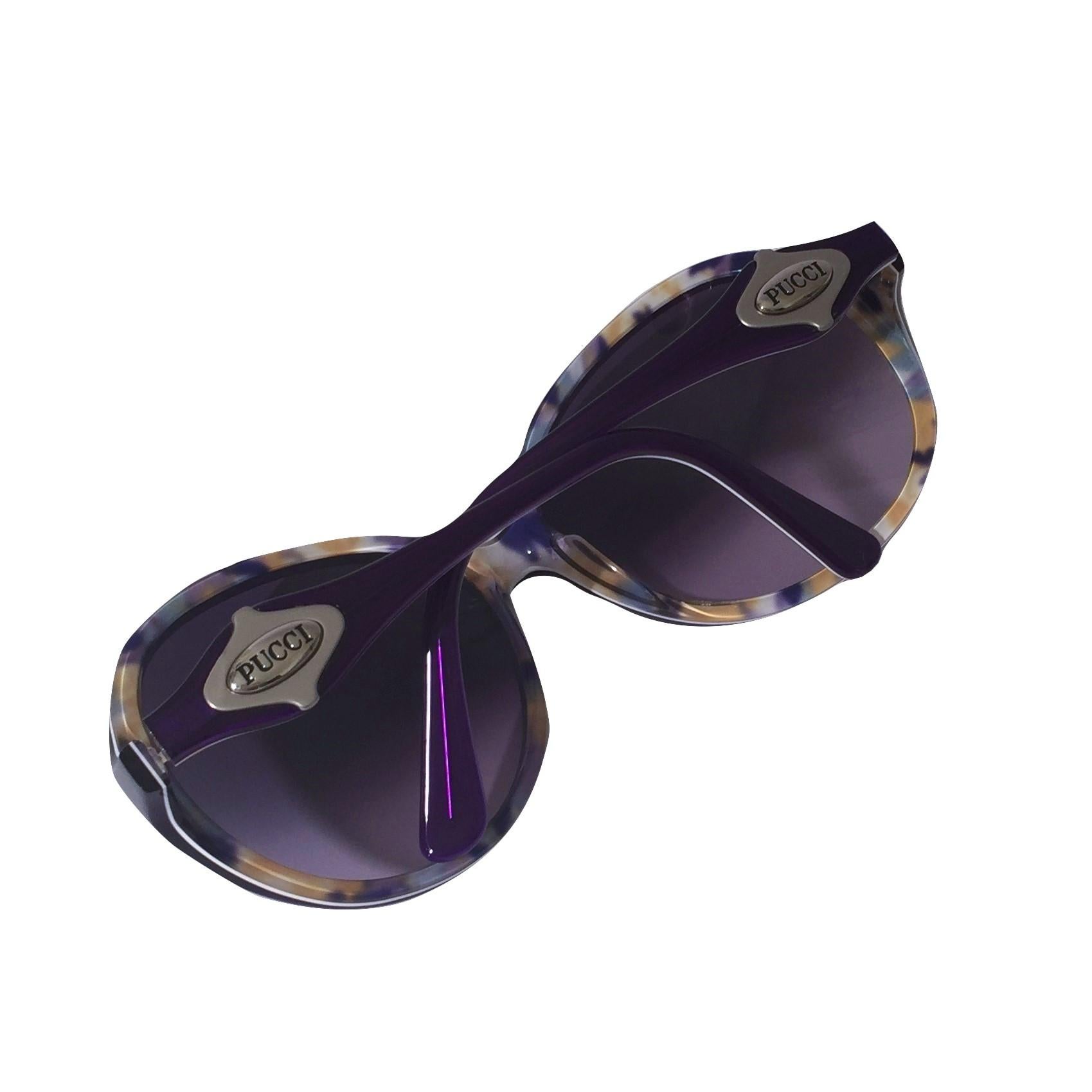 New Emilio Pucci Purple Logo Sunglasses  With Case & Box 2