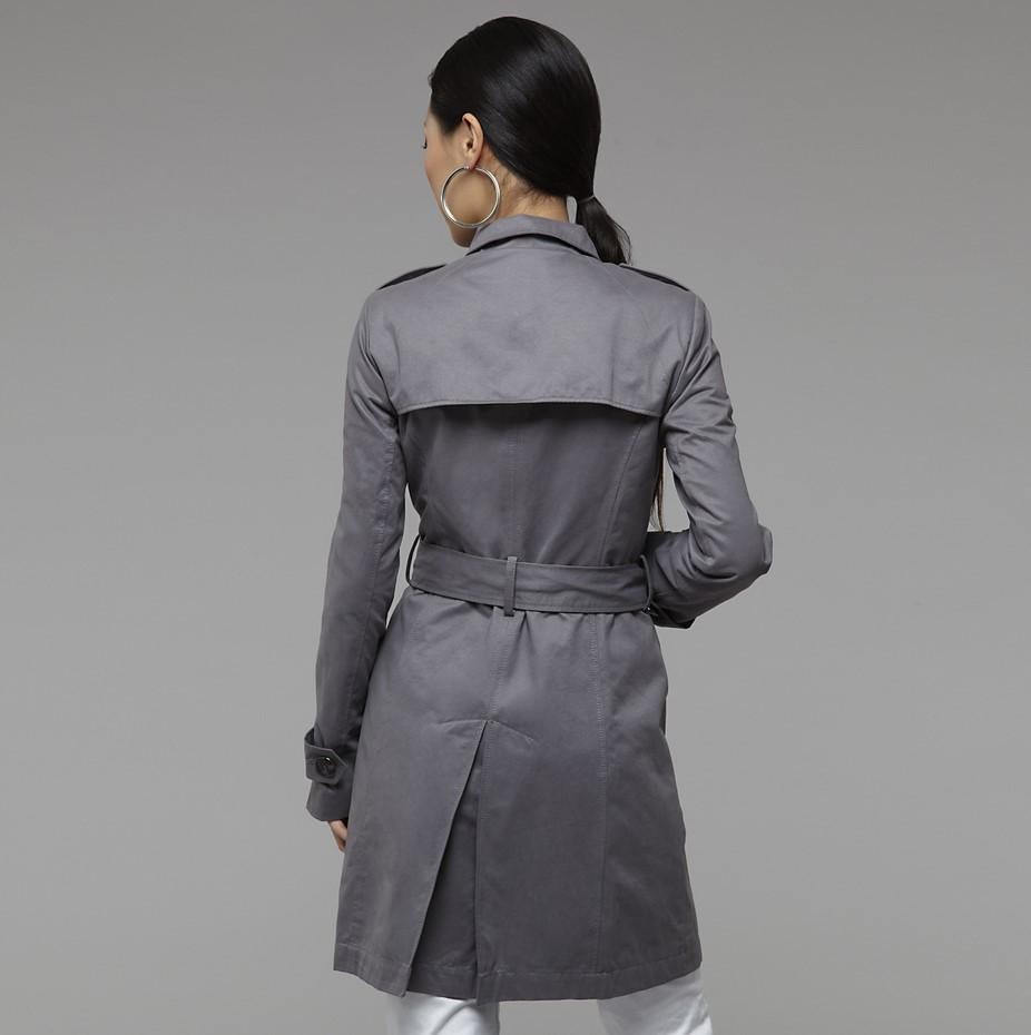 Kenneth Cole New Grey Cotton Trench Coat Jacket  In New Condition In Leesburg, VA