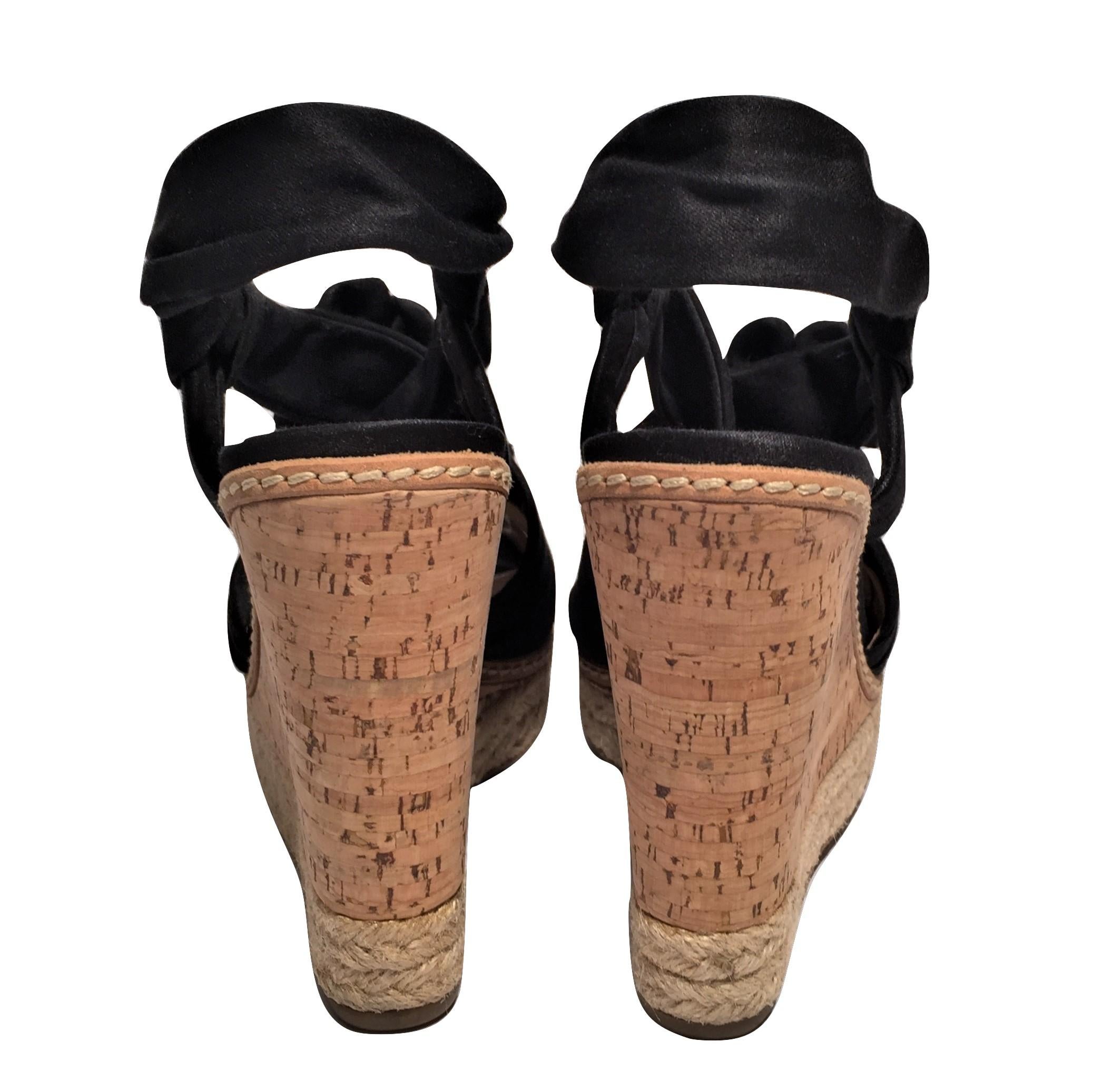 Women's Prada Platform Wedge Espadrille Heels Sz 36.5