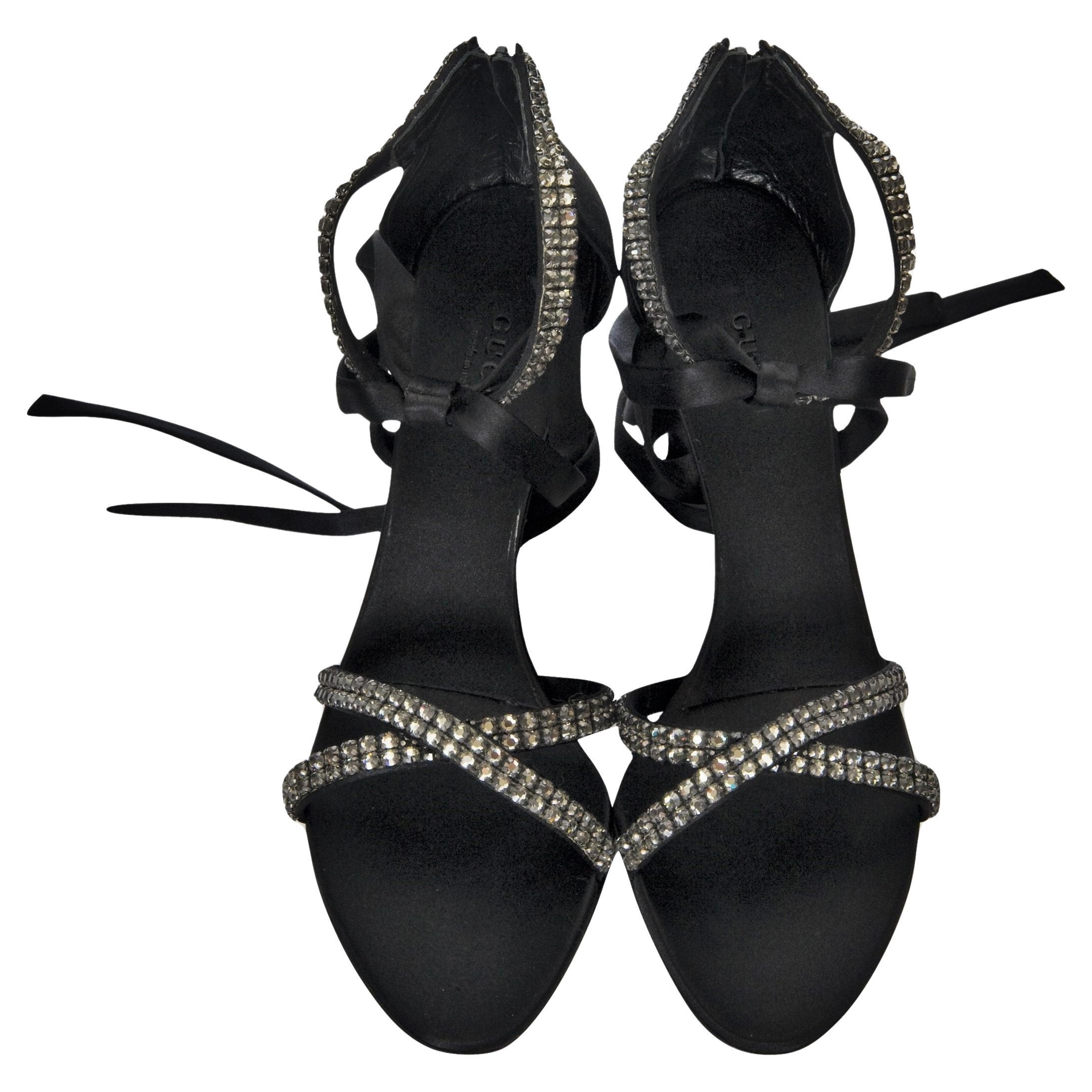 New Tom Ford For Gucci New Swarovski Crystal Satin Heels Sz 7