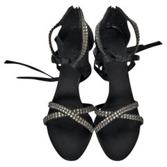 New Tom Ford For Gucci New Swarovski Crystal Satin Heels Sz 7