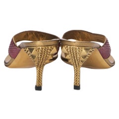 New Gucci Runway Spring 2005Python Snakeskin Gold Heel Mules Sz 6