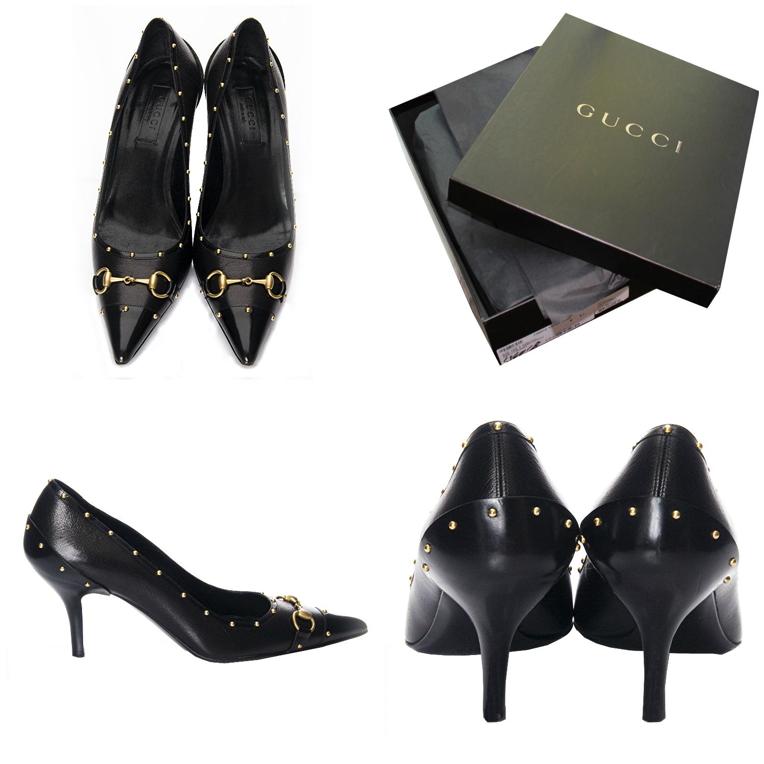 Rare Tom Ford for Gucci
Uppers in Mint Condition Worn Once
Minor Scuffs to soles only
* Stunning Horsebit Pumps
* Euro Size: 37
* Black Leather
* Gold Horsebit Hardware
* Gold Bullets
* Leather Footbed
* 3.25