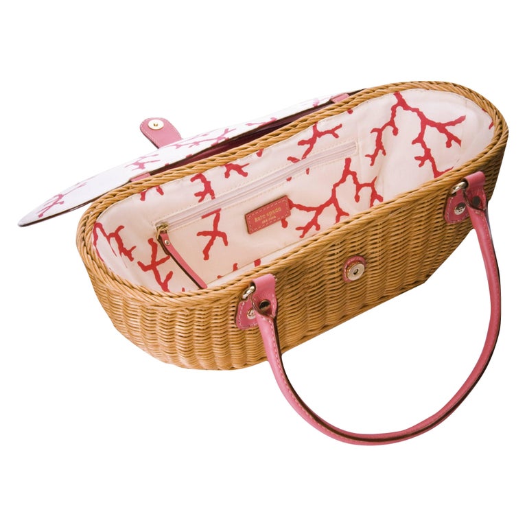 New Kate Spade Spring 2005 Collection Small Pink Wicker Basket Bag For