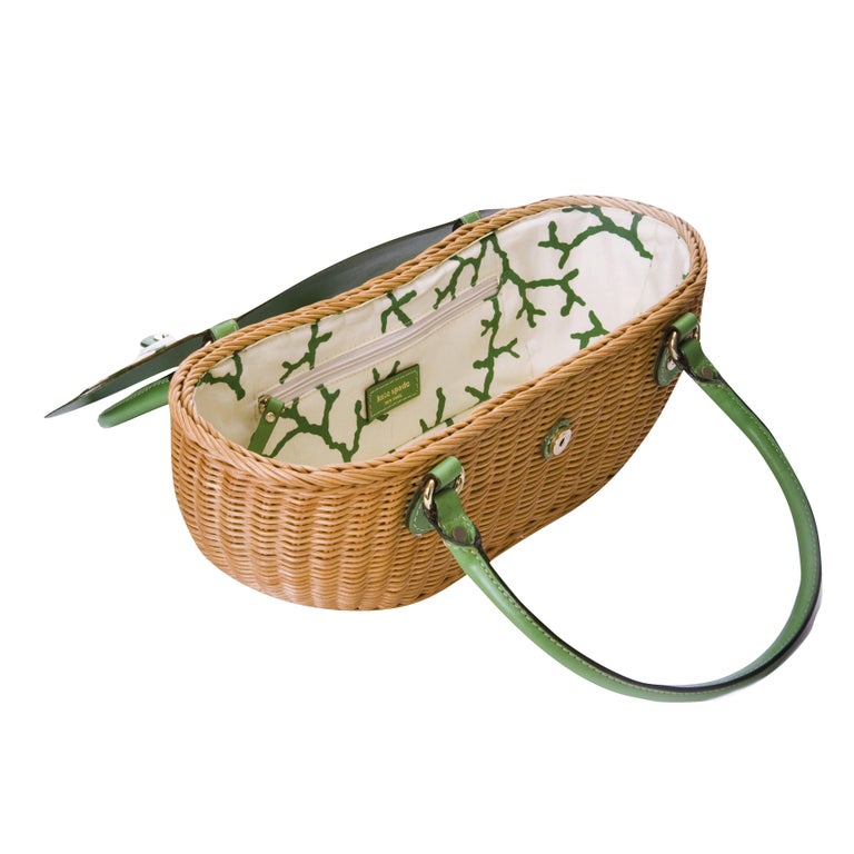 New Kate Spade Rare Collectible Spring 2005 Green Wicker Basket Bag at