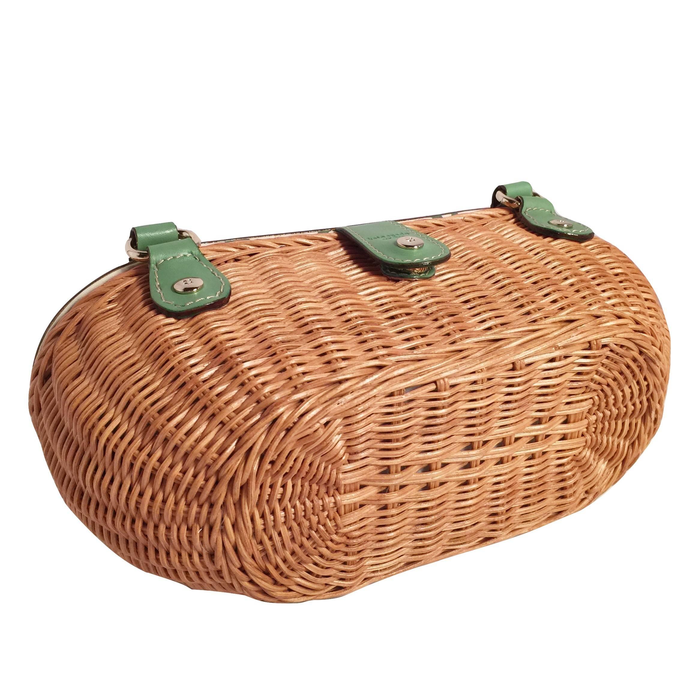 New Kate Spade Rare Collectible Spring 2005 Green Wicker Basket Bag  2