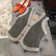 New Da-Nang Grey Shearling Vest  Sz S
