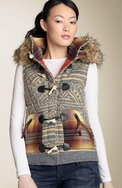 Nouveau Gilet en laine tricotée Da-Nang avec capuche détachable Taille : Petit