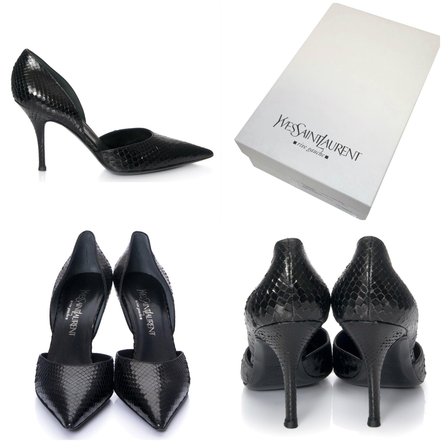 Black New Vintage Tom Ford for Yves Saint Laurent YSL Python Heels Sz 40
