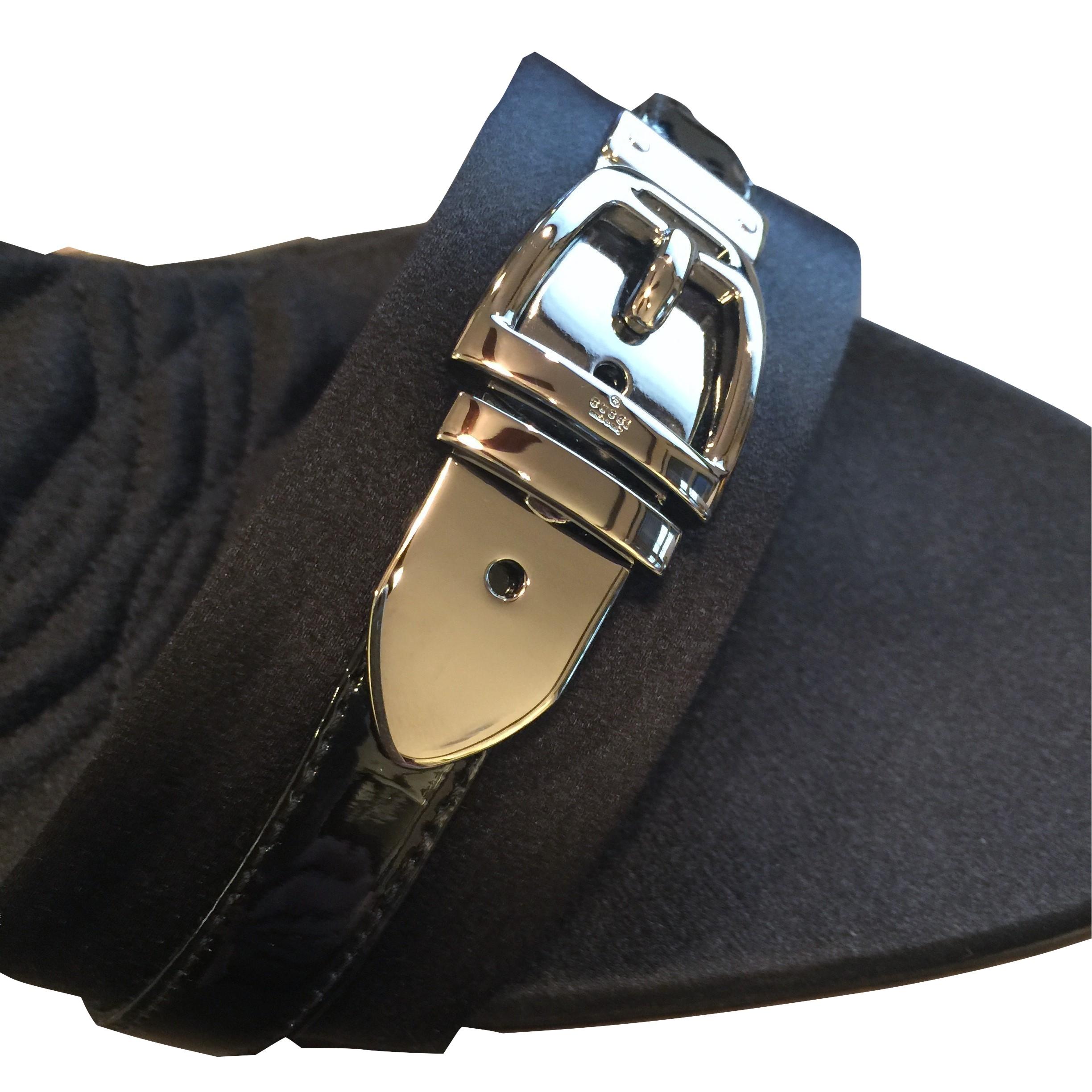New Gucci Quilted Satin Buckle Horsebit Heels Sz 9.5 2