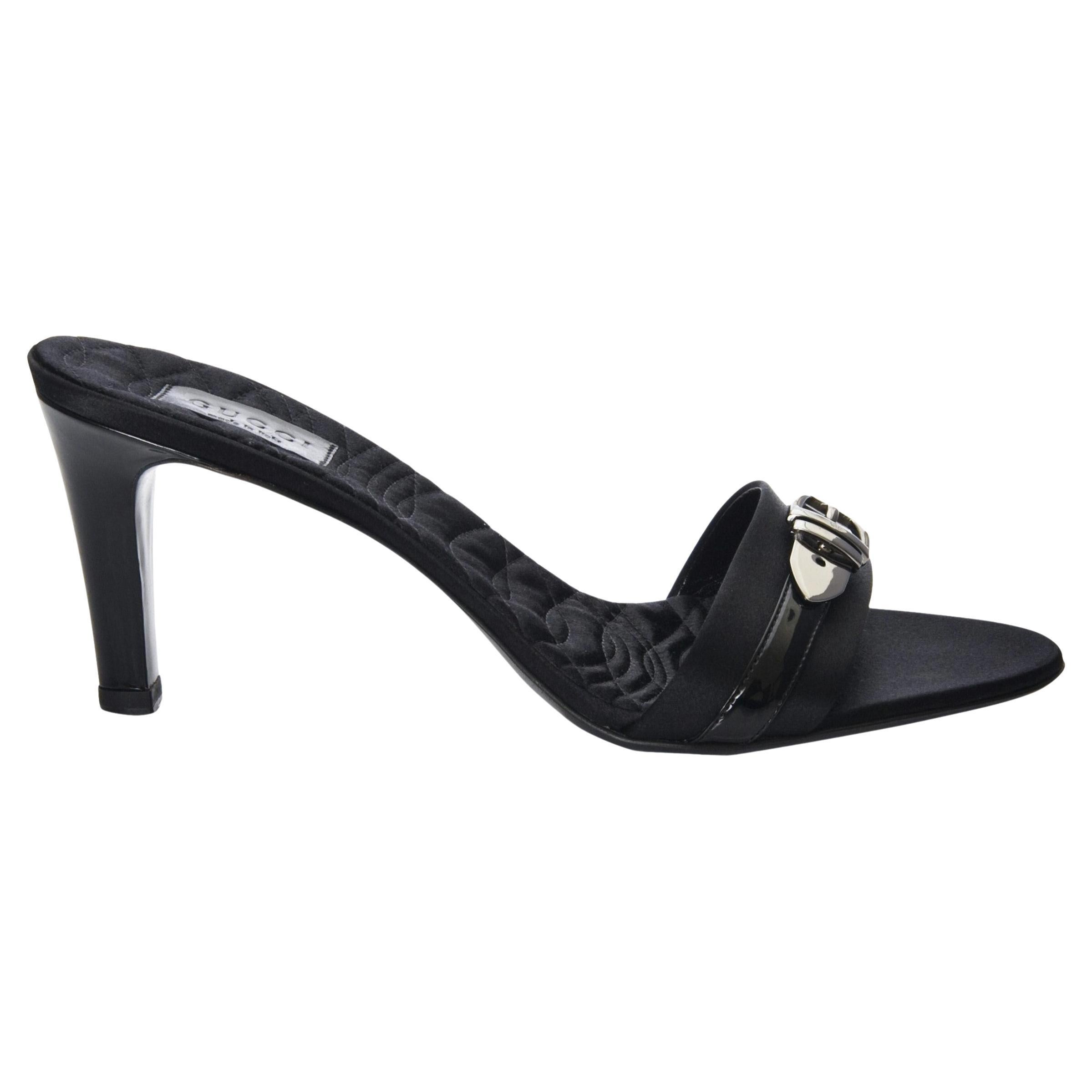 New Gucci Quilted Satin Buckle Horsebit Heels Sz 9.5