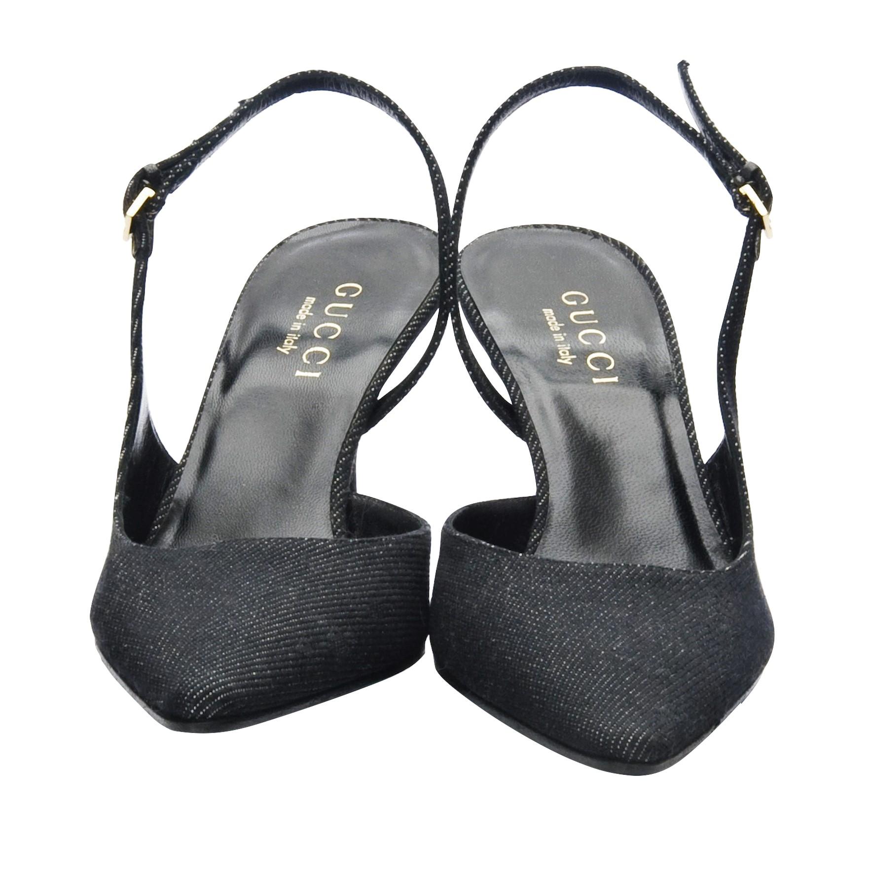 New Tom Ford for Gucci Cruise 2003 Black Slingback Heels Pumps Sz 36.5 ...