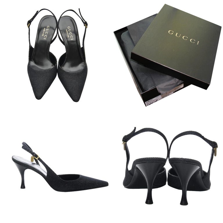 New Tom Ford for Gucci Cruise 2003 Black Slingback Heels Pumps Sz 36.5 ...