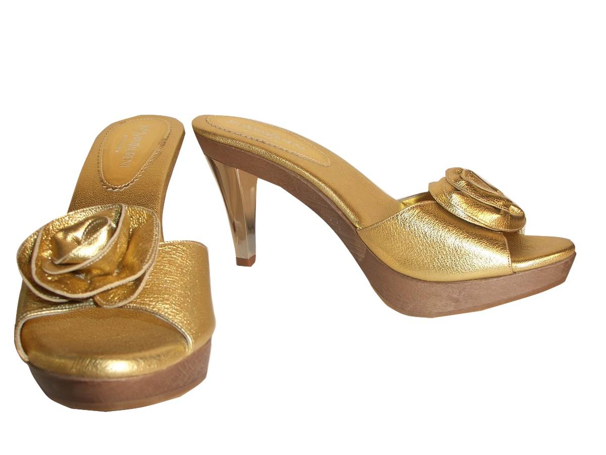 Women's New Tom Ford for YSL Yves Saint Laurent Nadja Rosette Gold Heels Sz 40