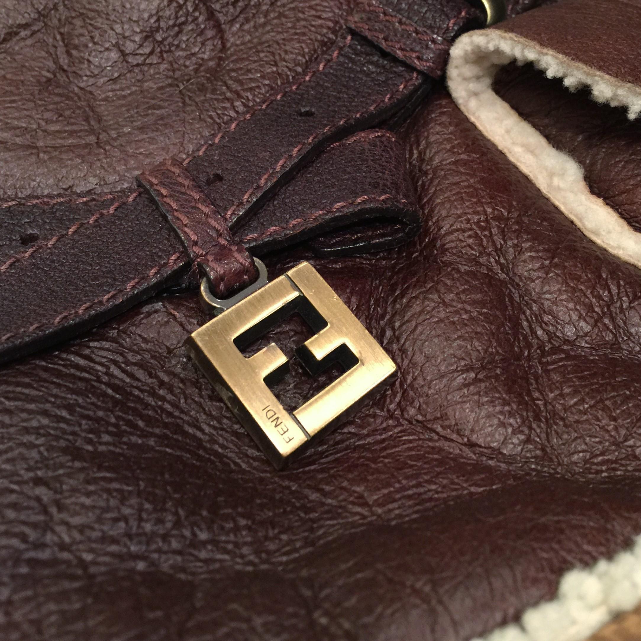 Black New Fendi Aspen Shearling and Suede FF Brown Hobo Tote Bag