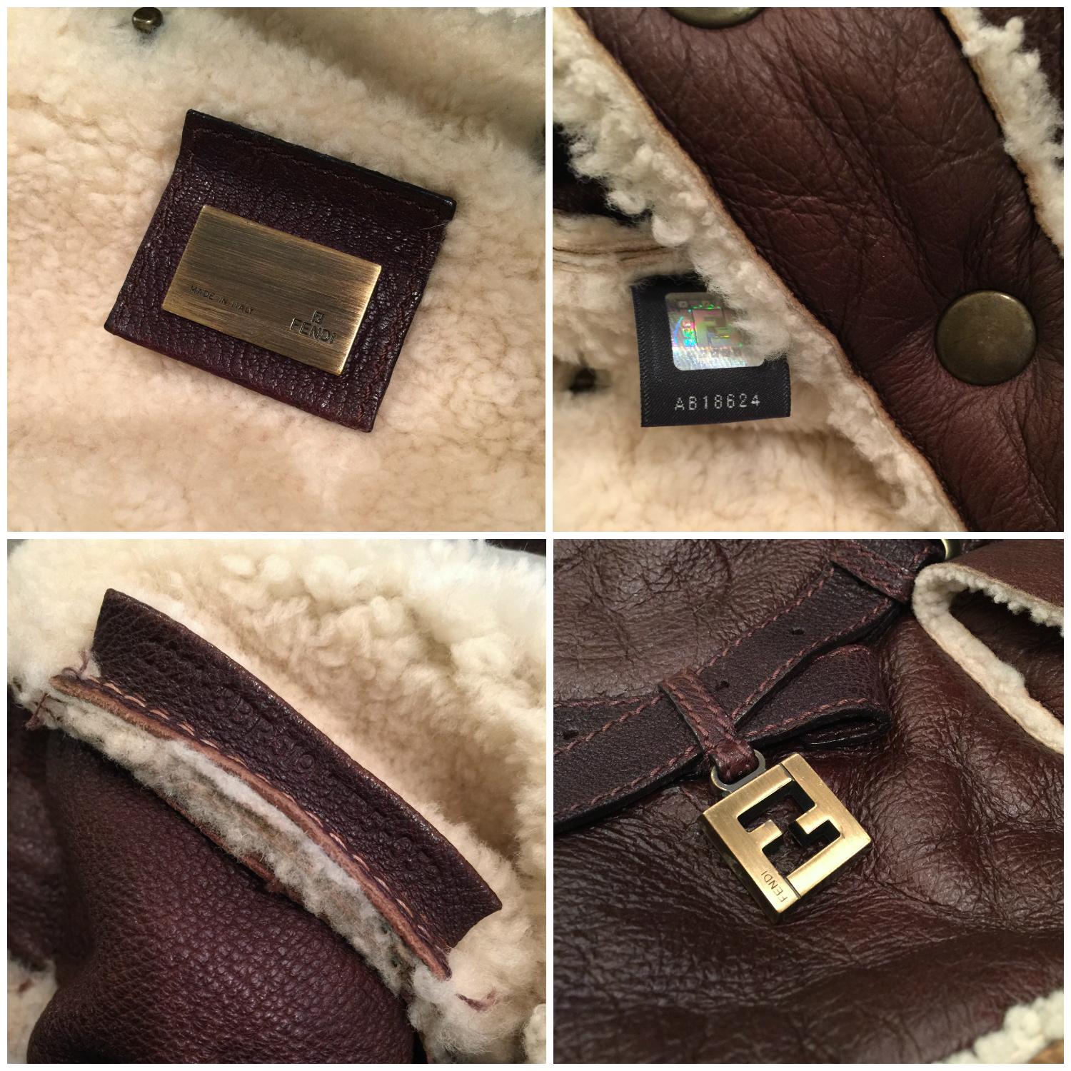 New Fendi Aspen Shearling and Suede FF Brown Hobo Tote Bag 7