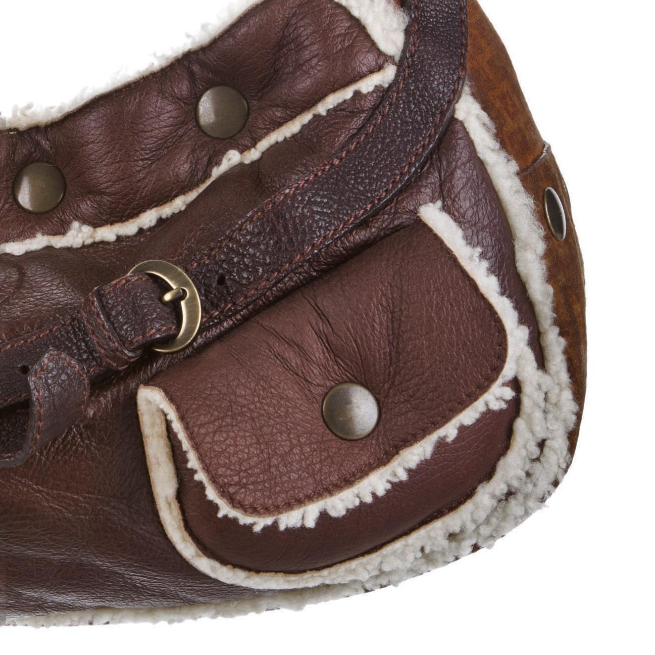 New Fendi Aspen Shearling and Suede FF Brown Hobo Tote Bag 8