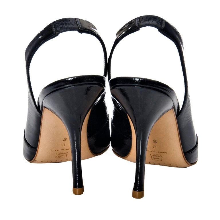 New Edmundo Castillo Black Patent Leather Sling Heels Sz 6.5 For Sale ...