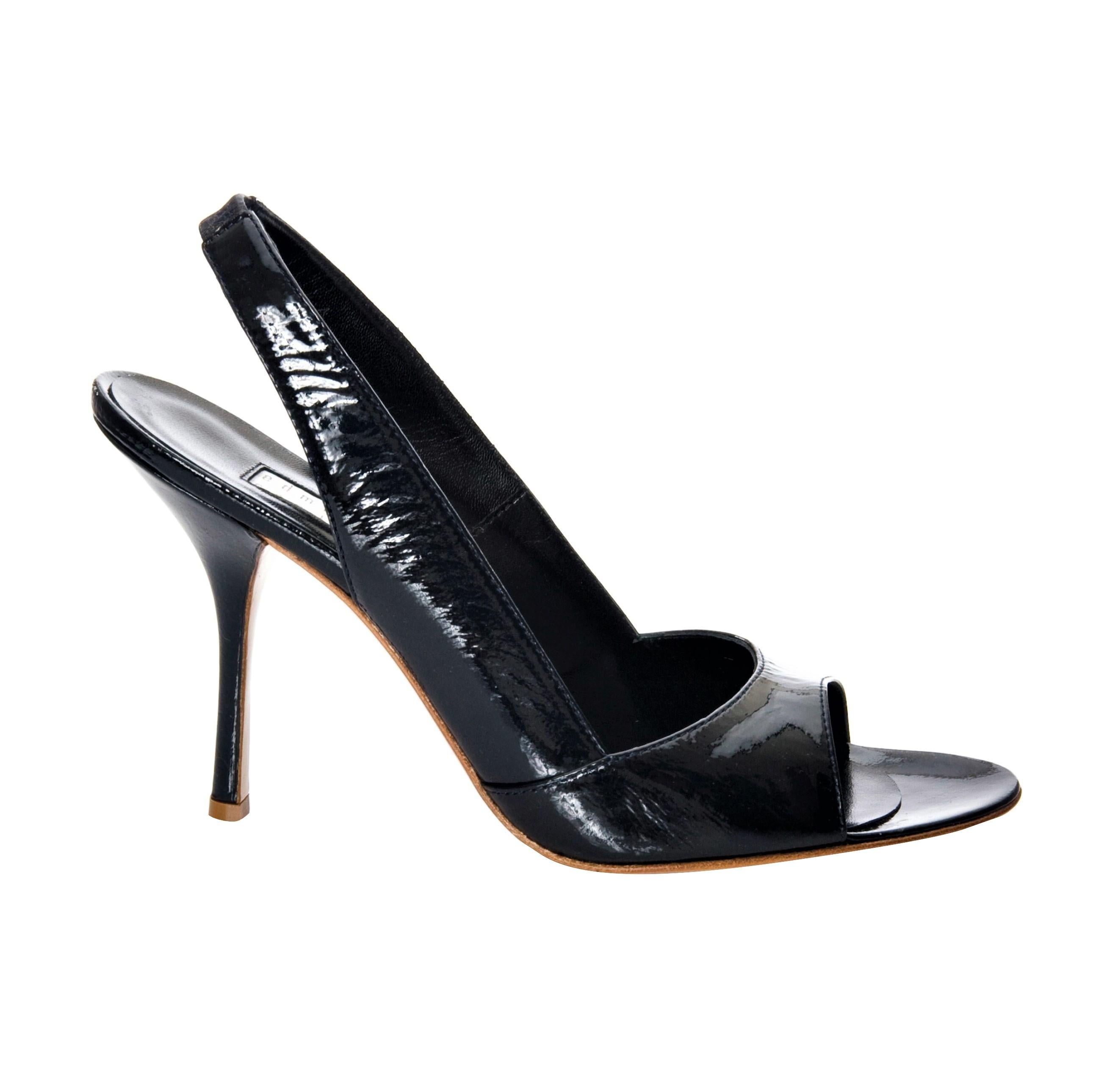 New Edmundo Castillo Black Patent Leather Sling Heels