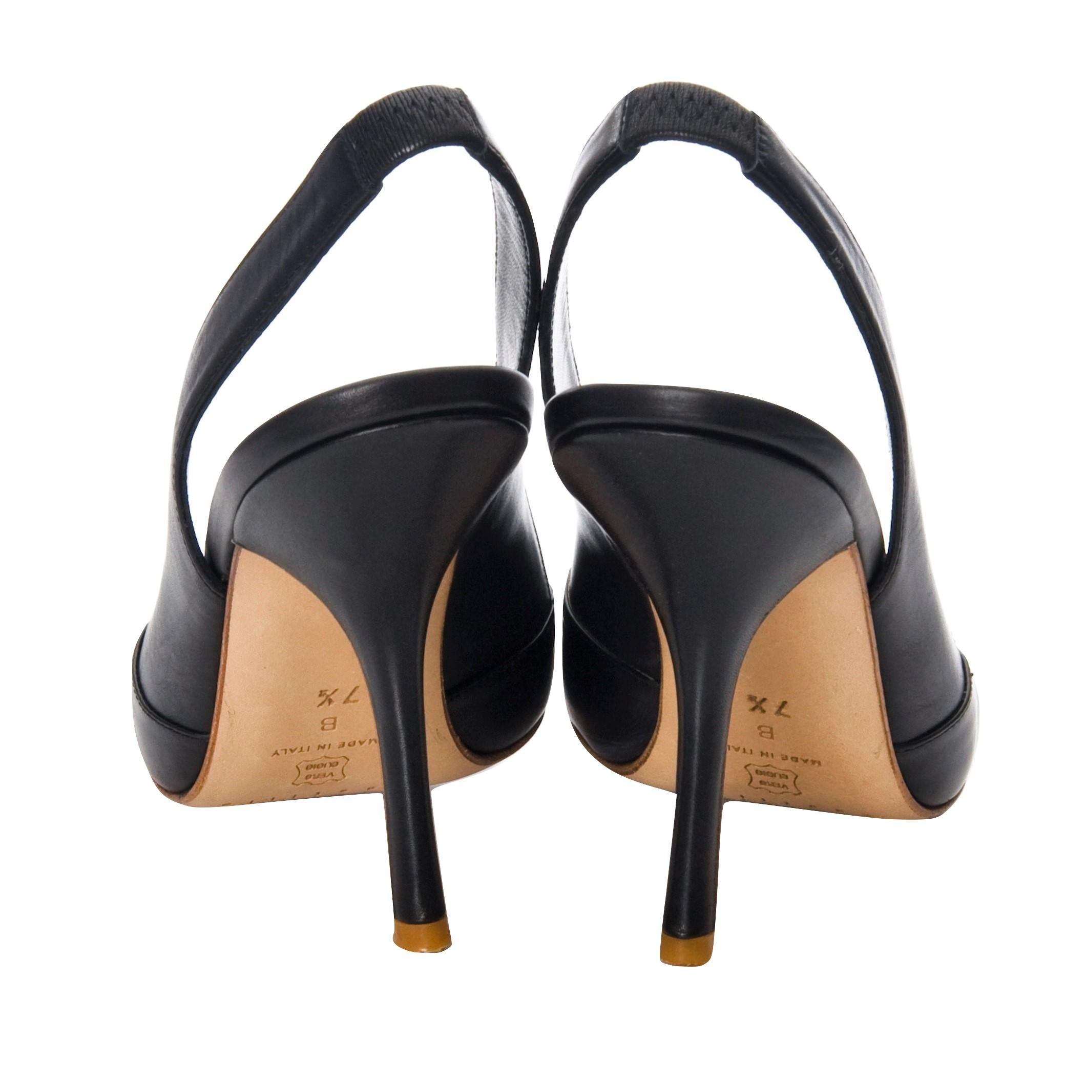 Women's New Edmundo Castillo Black Leather Sling Heels
