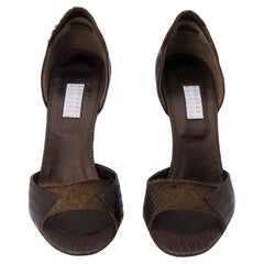 New Edmundo Castillo Brown Lizard and Fur Heels Sz 9