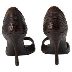 New Edmundo Castillo Brown Lizard and Fur Heels Sz 9.5