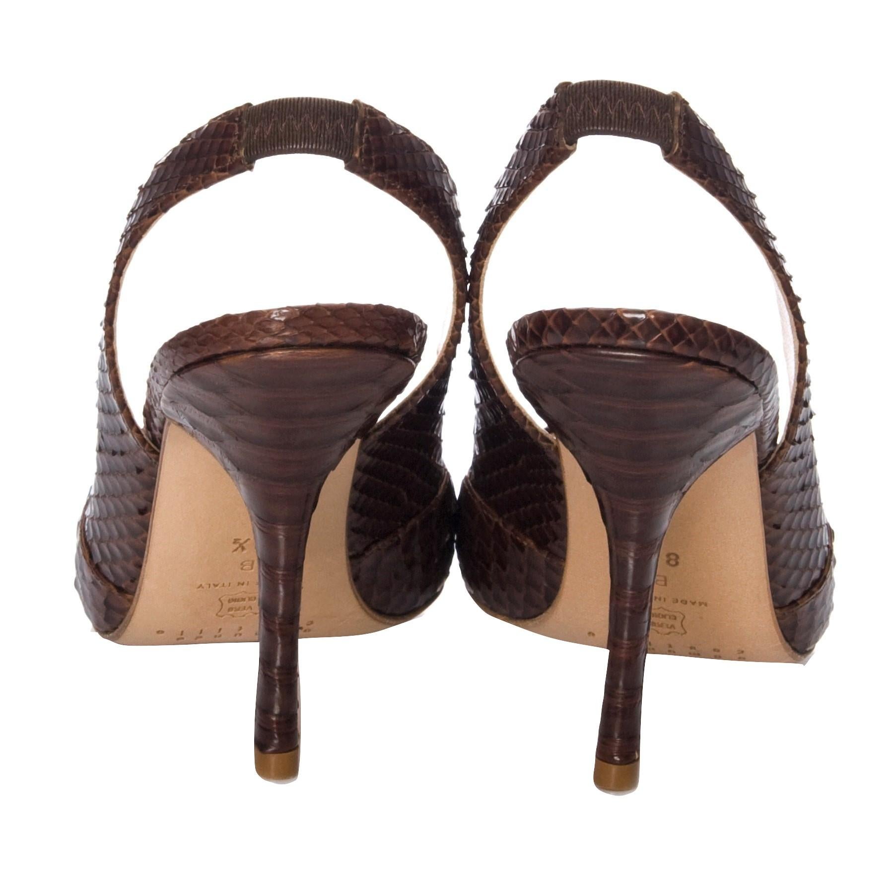 brown snakeskin heels