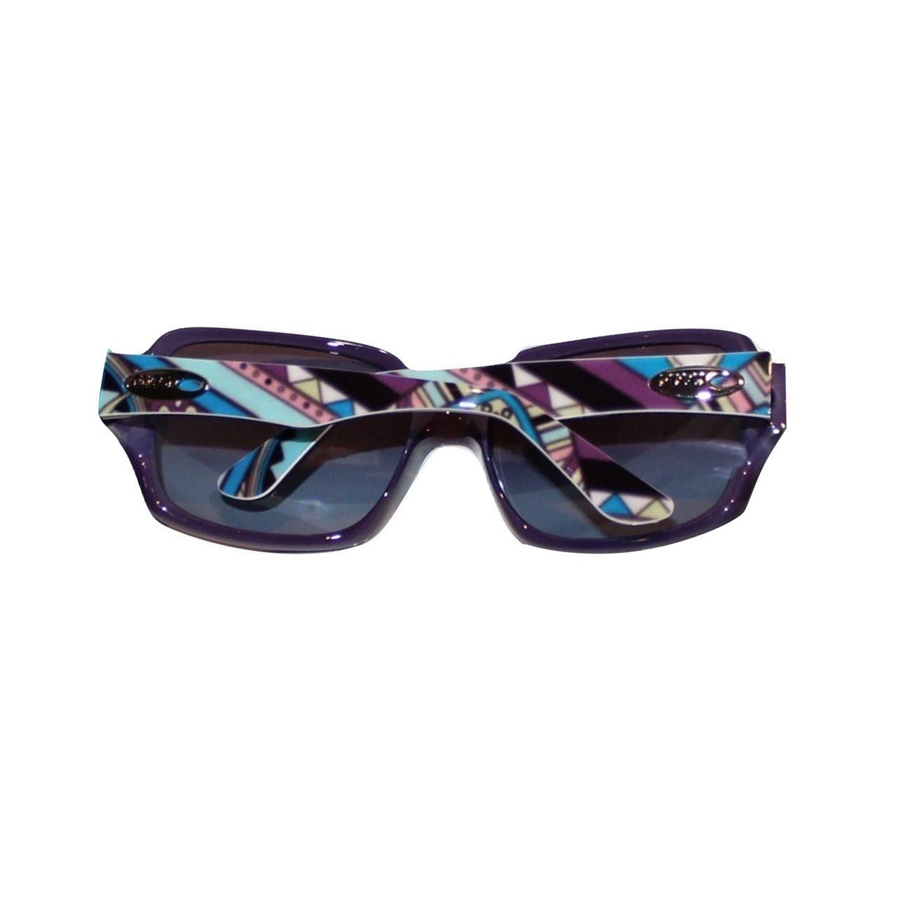 New Emilio Pucci Purple Logo Sunglasses  With Case & Box In New Condition In Leesburg, VA