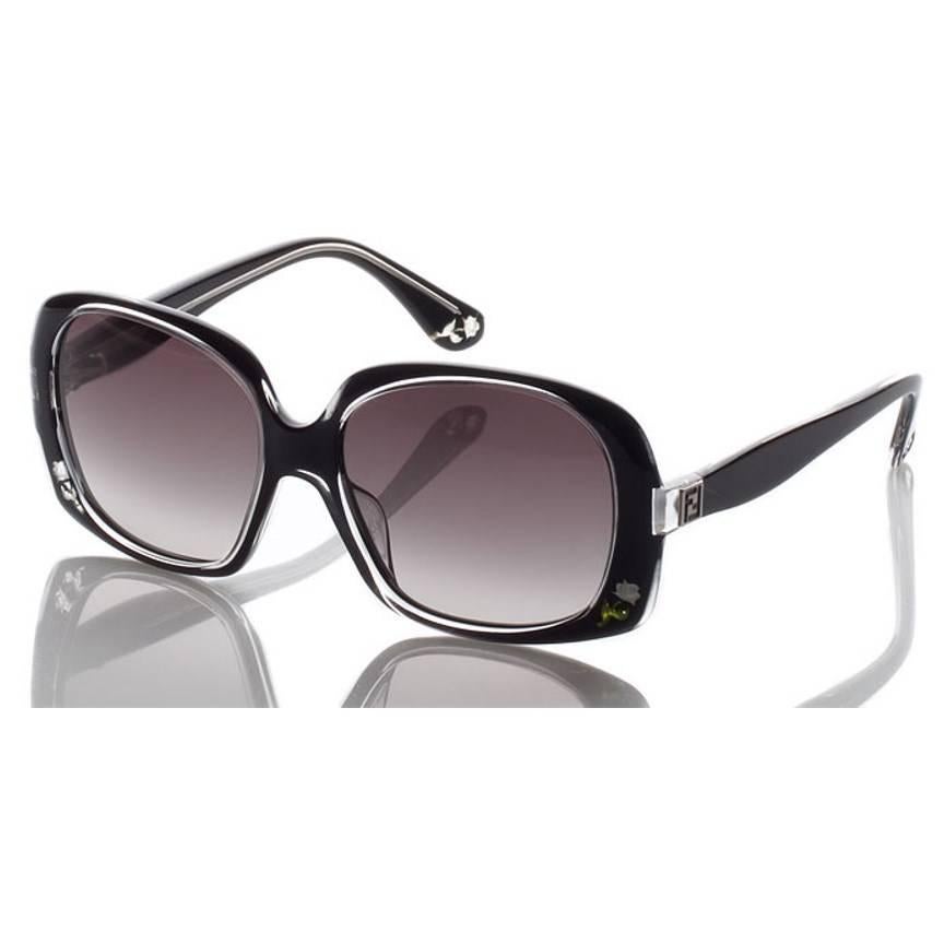 New Fendi Black Rose Inlaid Sunglasses with Case 5