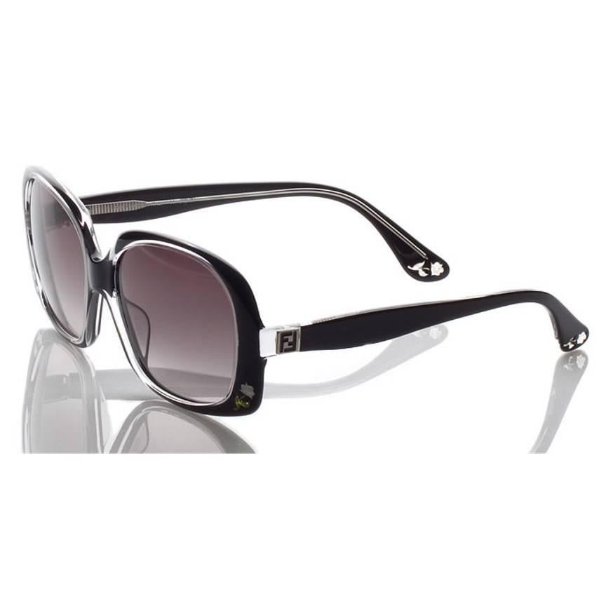 New Fendi Black Rose Inlaid Sunglasses with Case 6