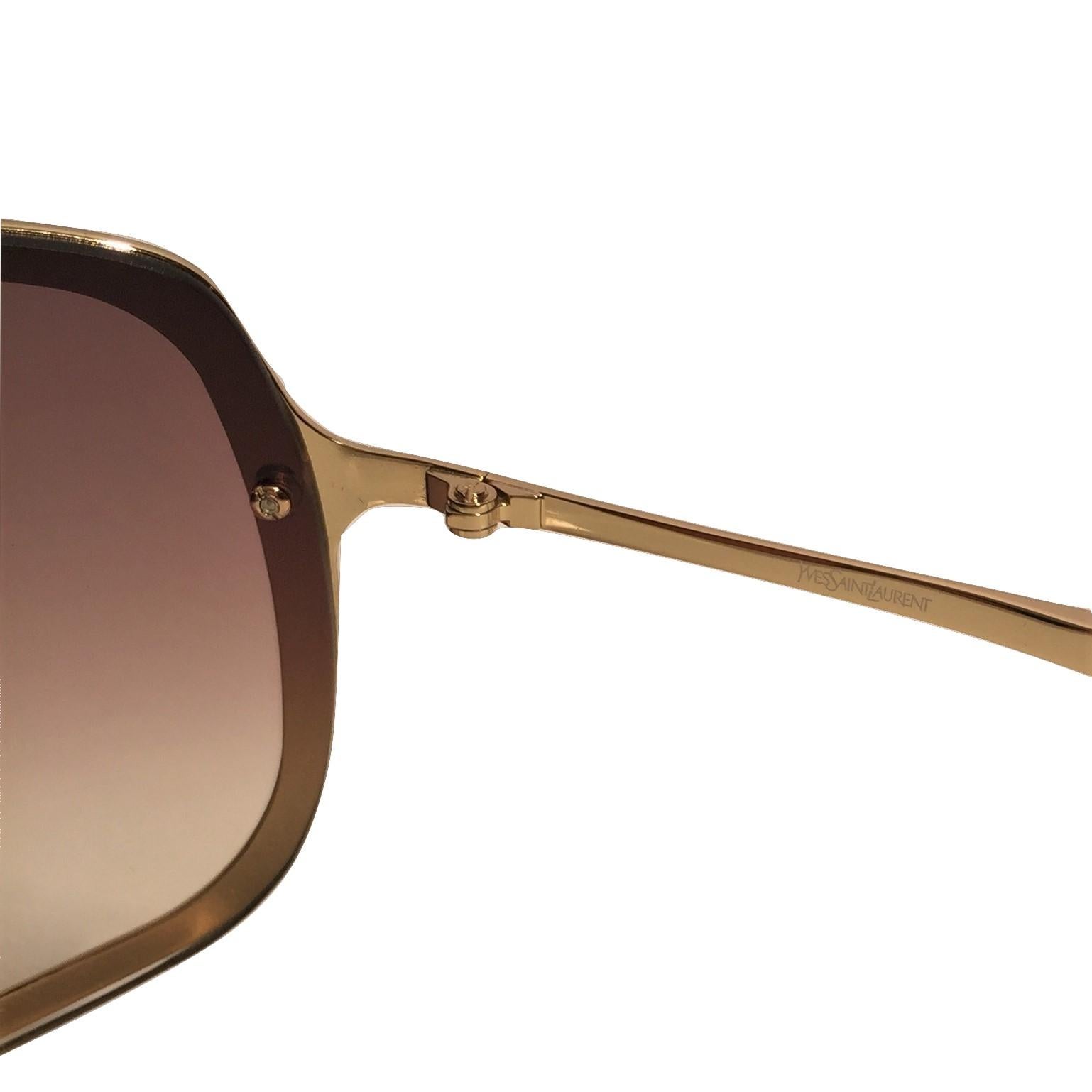 New Yves Saint Laurent YSL Gold Wrap Sunglasses W/ Case 2