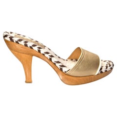 Nuovo Edmundo Castillo Metallic Leather Espadrille Mule Heels Sz 40