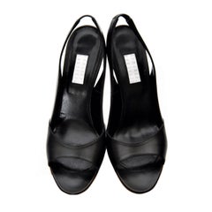 New Edmundo Castillo Black Leather Sling Heels 6.5